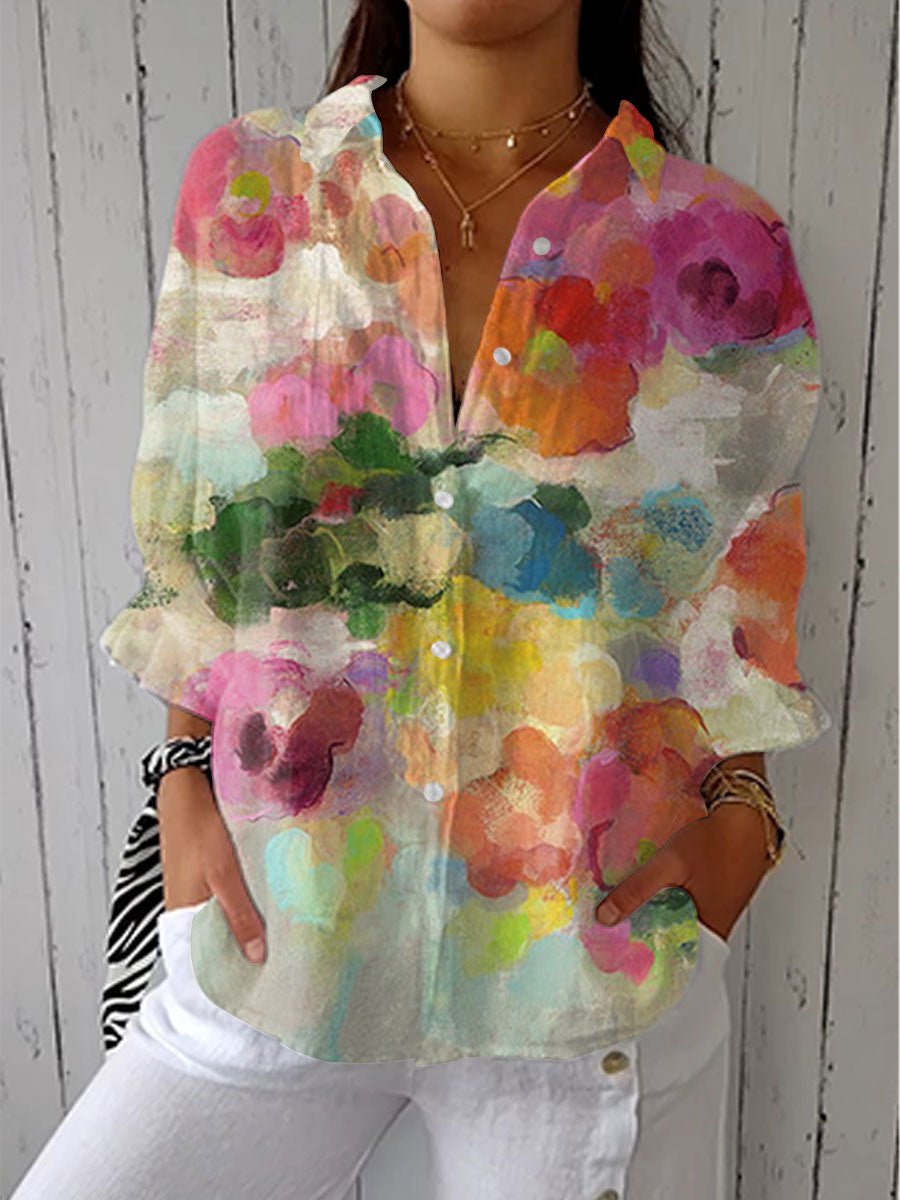 Everly | Elegant Watercolor Collar Blouse