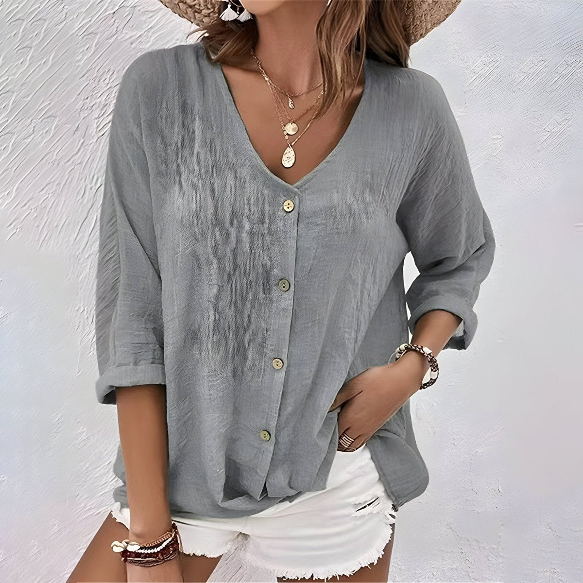 Everly | Casual Relaxed Button-Up Blouse