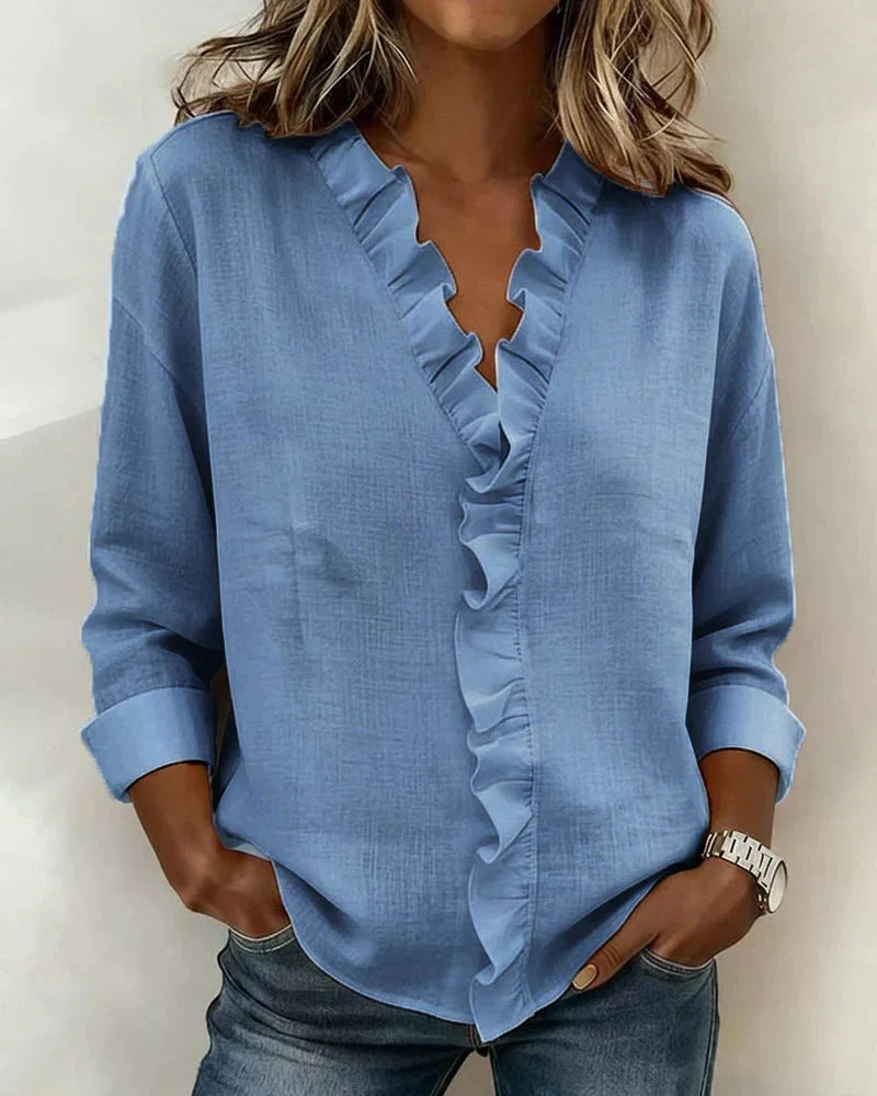 Amelie | Lightweight Ruffled V-Neck Blouse