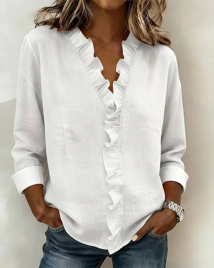 Amelie | Lightweight Ruffled V-Neck Blouse