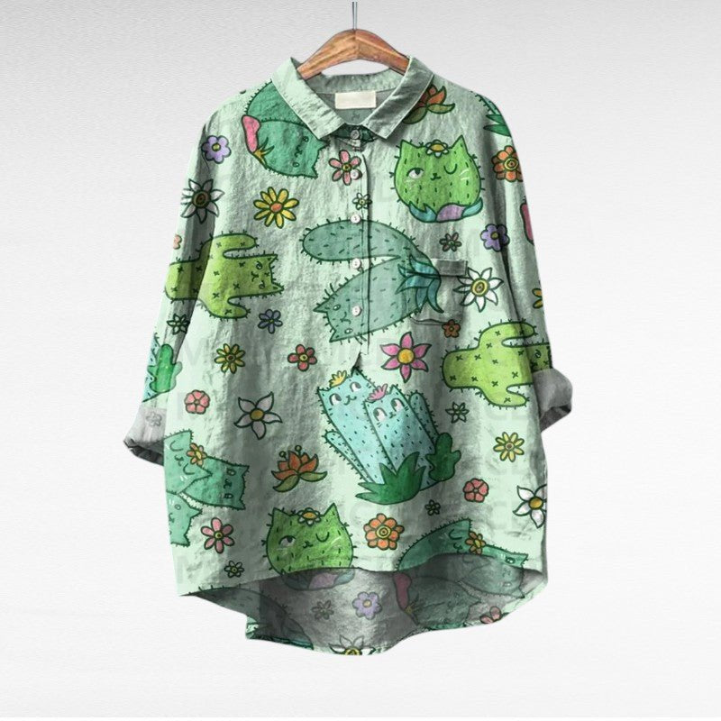 Catalina | Classic Printed Long Sleeve Blouse