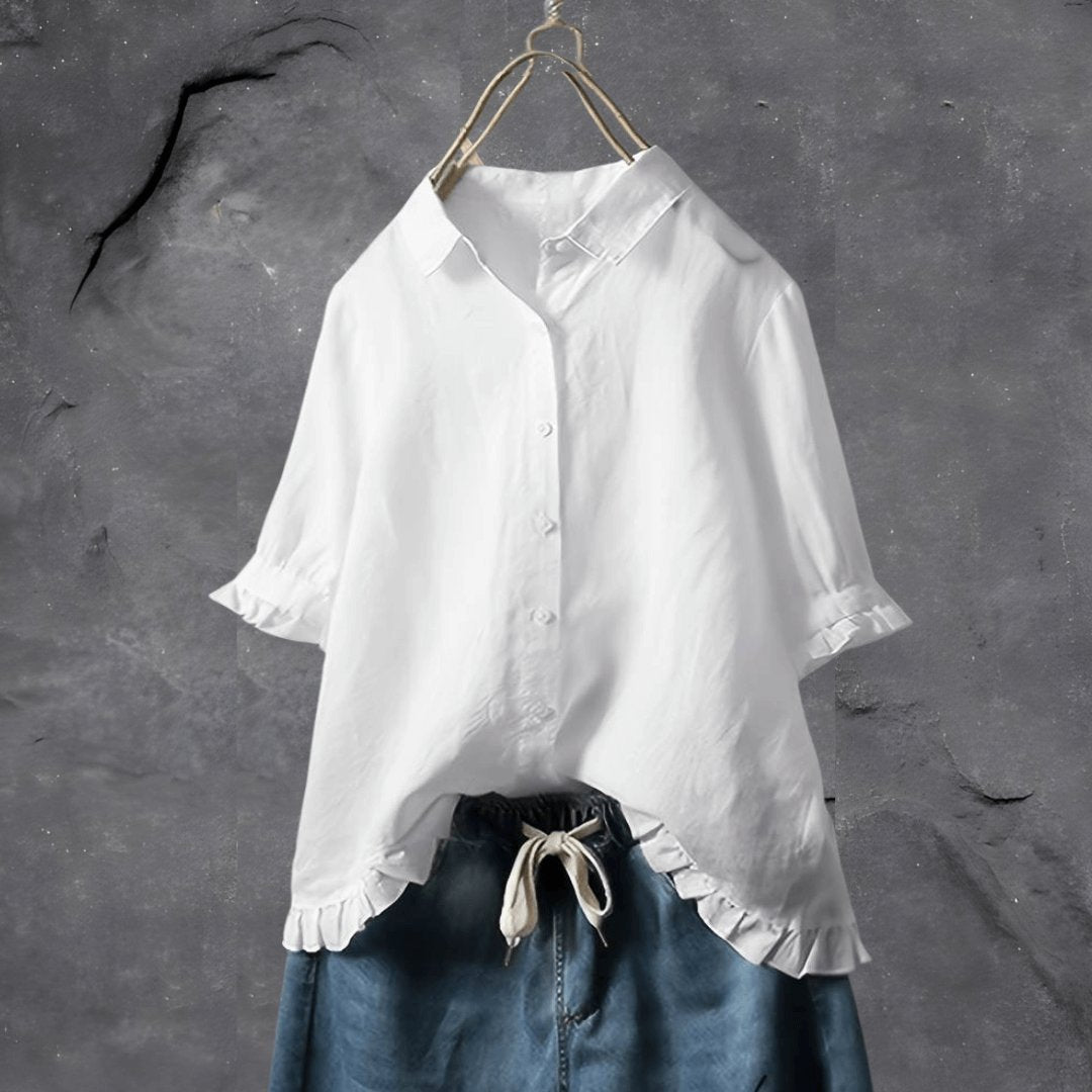 Juniper | Ruffle-Hem Collared Blouse