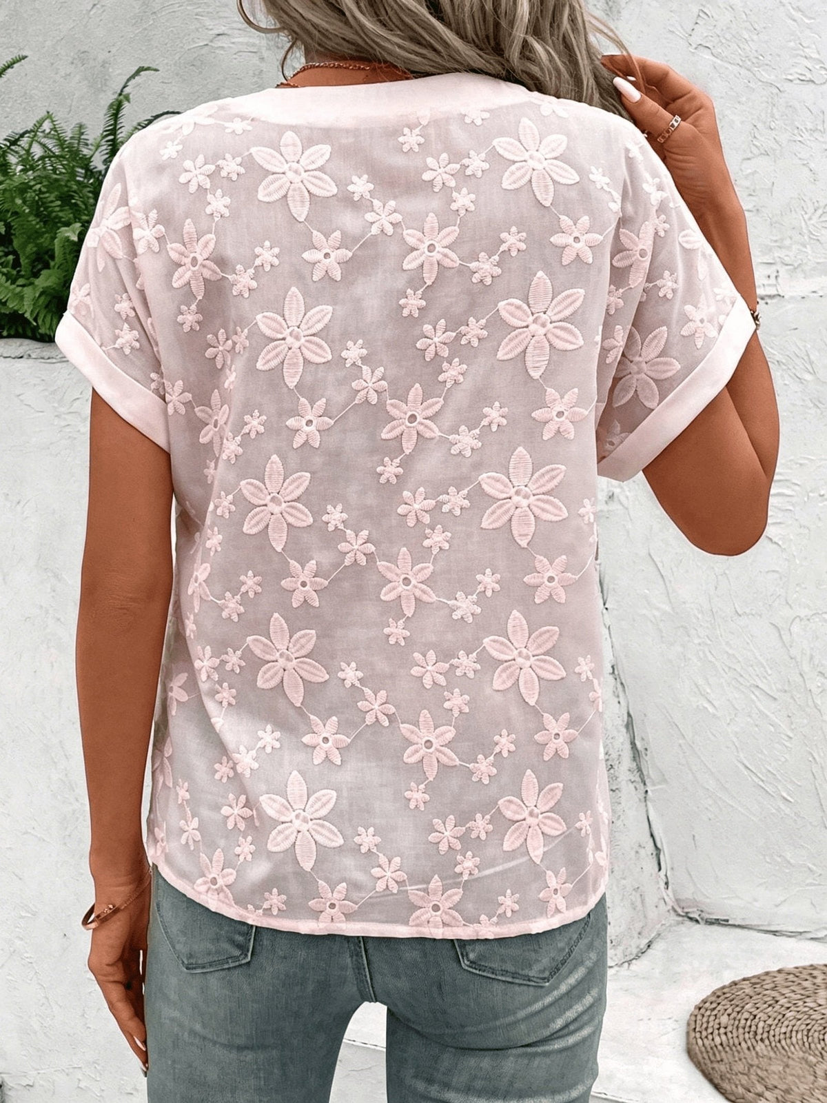 Dahlia | Floral Embroidered V-Neck Blouse