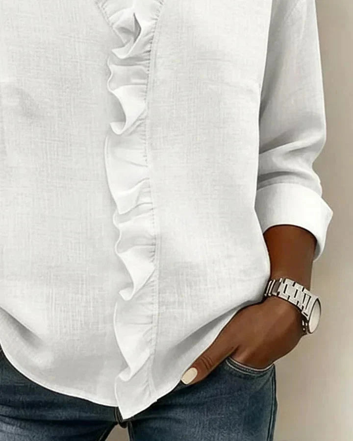 Amelie | Lightweight Ruffled V-Neck Blouse