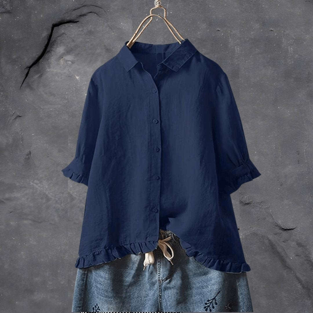Juniper | Ruffle-Hem Collared Blouse