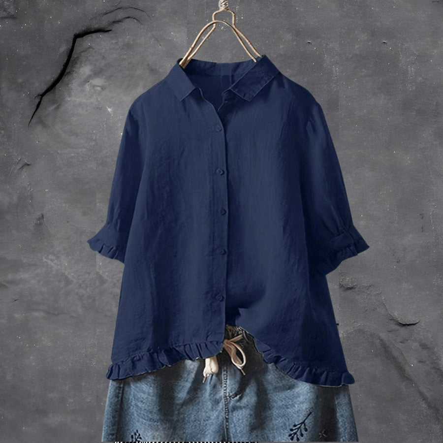 Juniper | Ruffle-Hem Collared Blouse