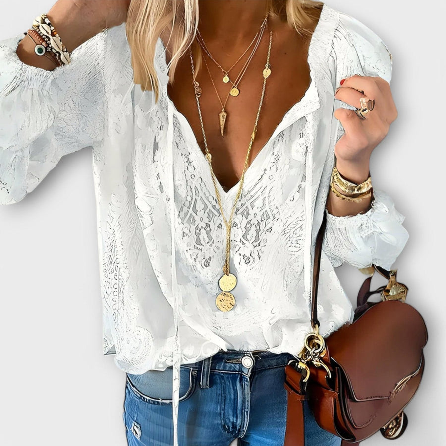 Milana | Elegant Tie-Neck Blouse