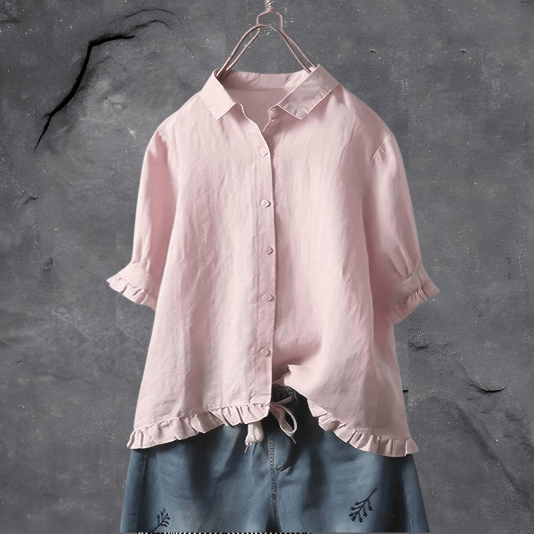 Juniper | Ruffle-Hem Collared Blouse