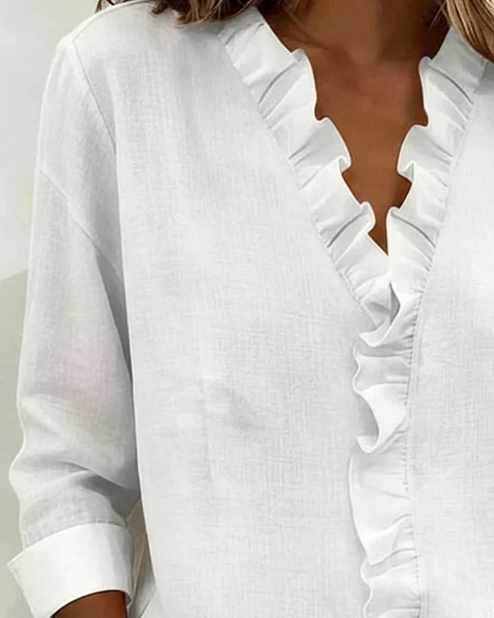 Amelie | Lightweight Ruffled V-Neck Blouse