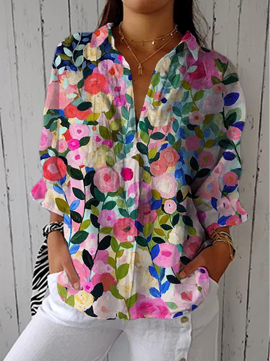 Liora | Elegant Stylish Floral Canvas Blouse