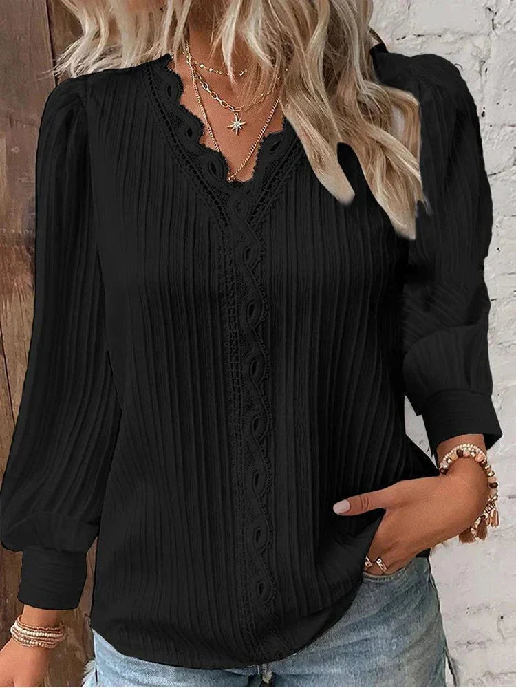 Aliya | Elegant Lace-Trimmed Blouse