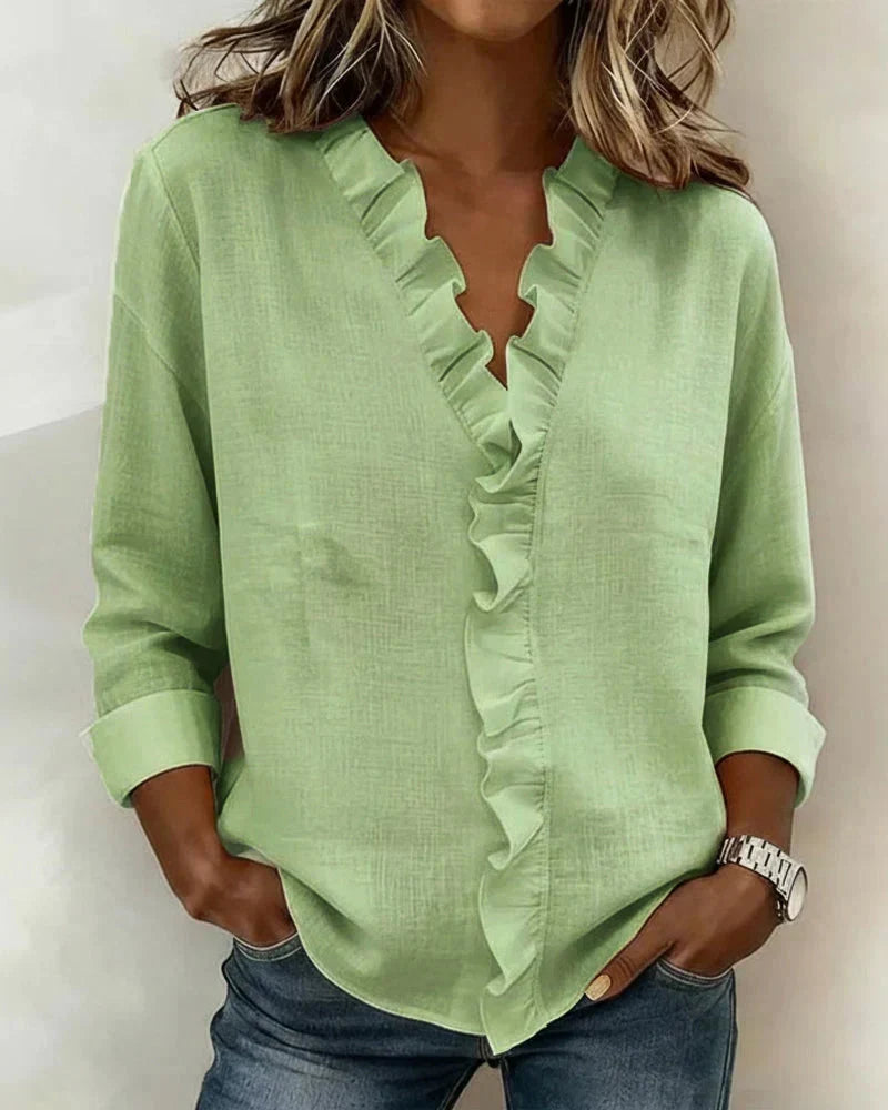Amelie | Lightweight Ruffled V-Neck Blouse