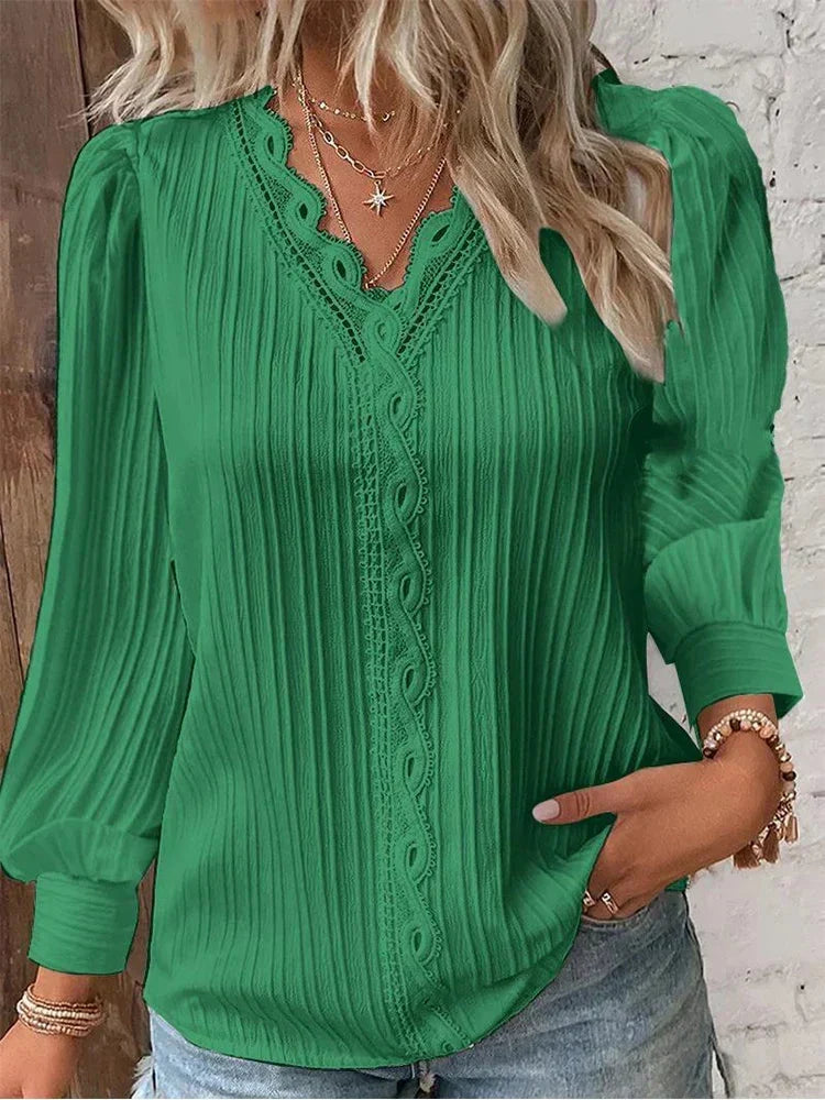 Aliya | Elegant Lace-Trimmed Blouse