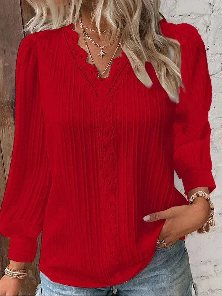 Aliya | Elegant Lace-Trimmed Blouse
