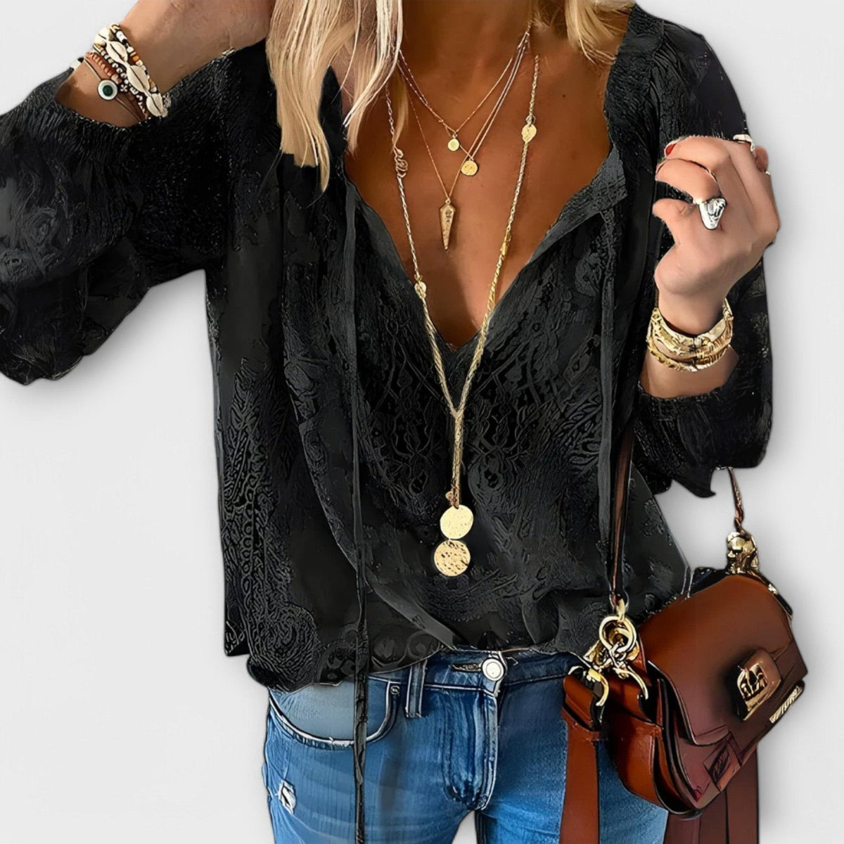 Milana | Elegant Tie-Neck Blouse