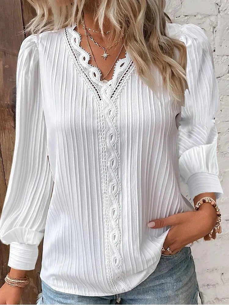 Aliya | Elegant Lace-Trimmed Blouse