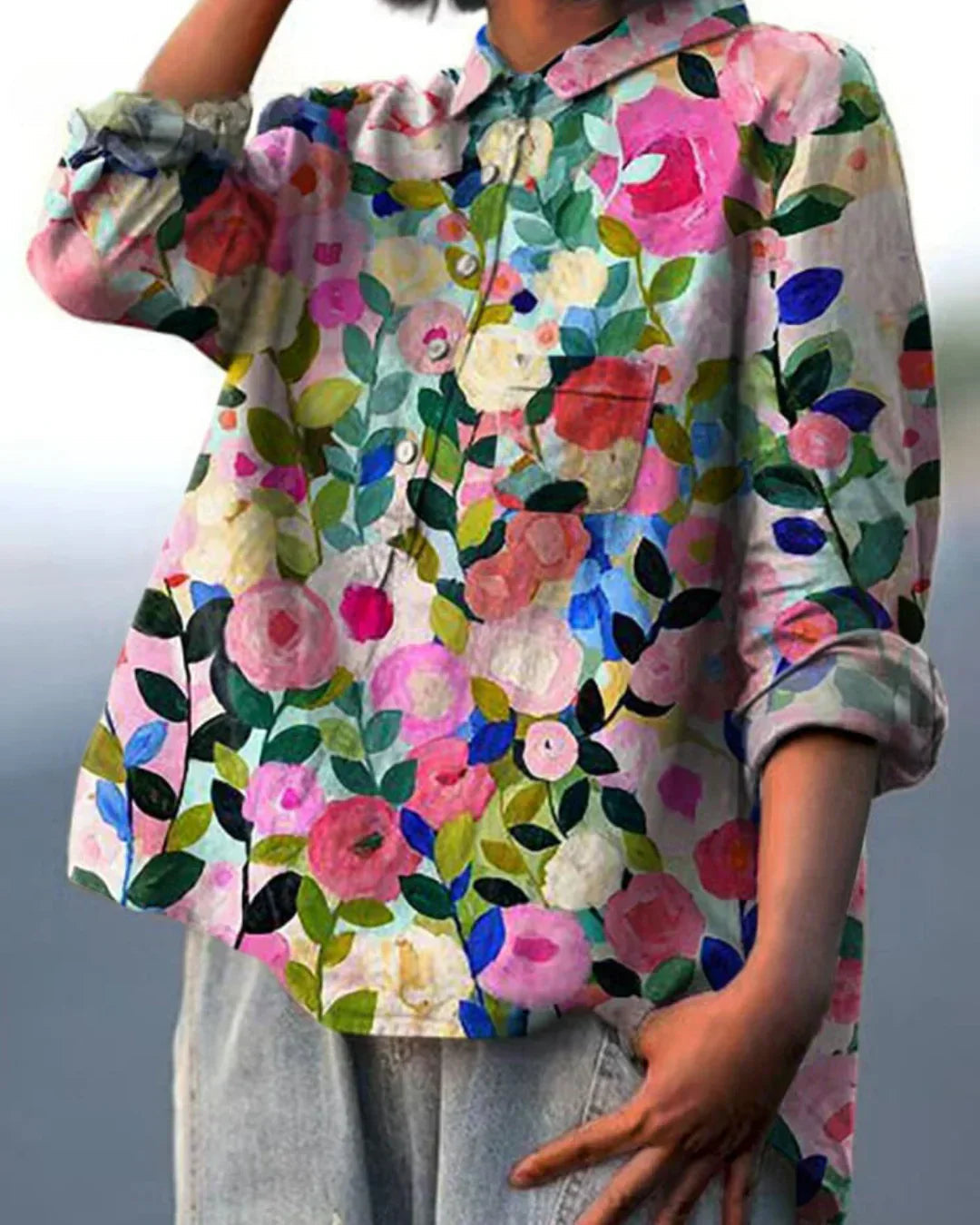 Franziska | Blooming Floral Cotton Summer Blouse