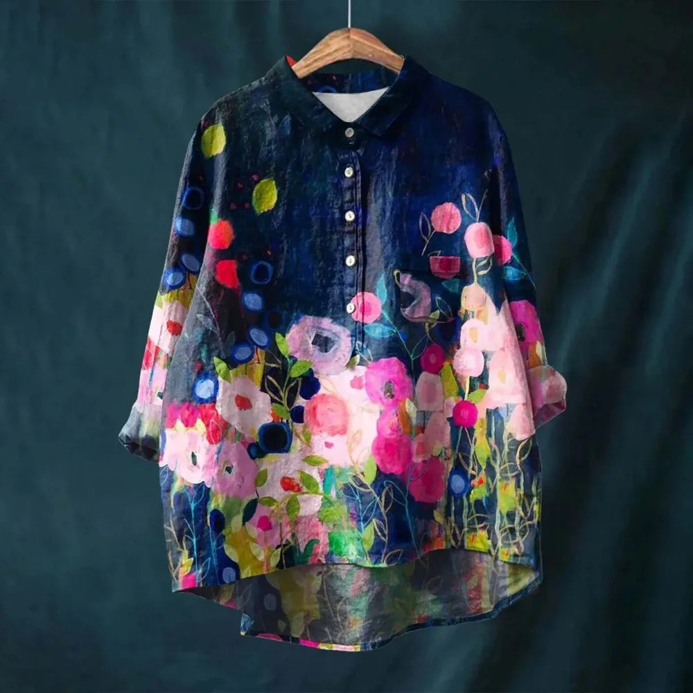 Franziska | Blooming Floral Cotton Summer Blouse