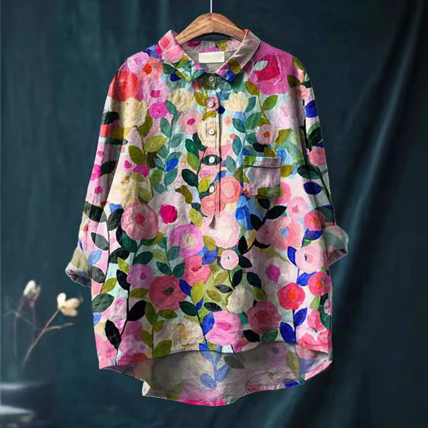 Franziska | Blooming Floral Cotton Summer Blouse