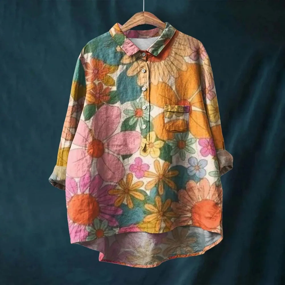 Franziska | Blooming Floral Cotton Summer Blouse
