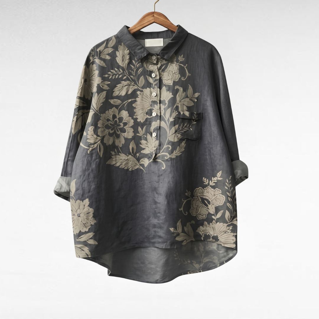 Catalina | Elegant and Breathable Linen Floral Blouse