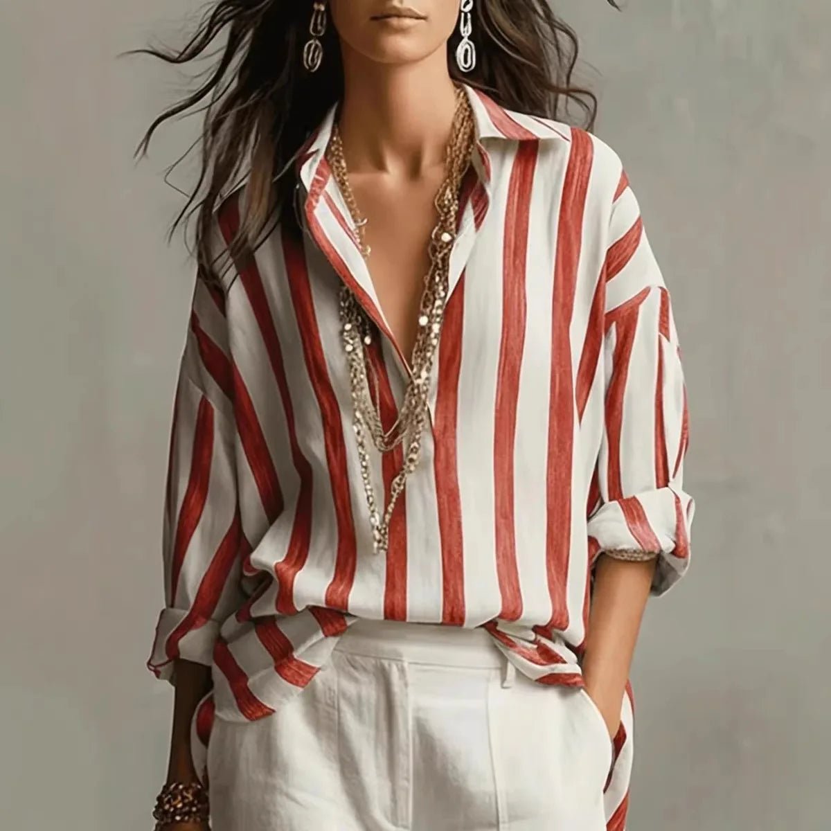 Emily | Relaxed-Fit And Vertical Striped Blouse