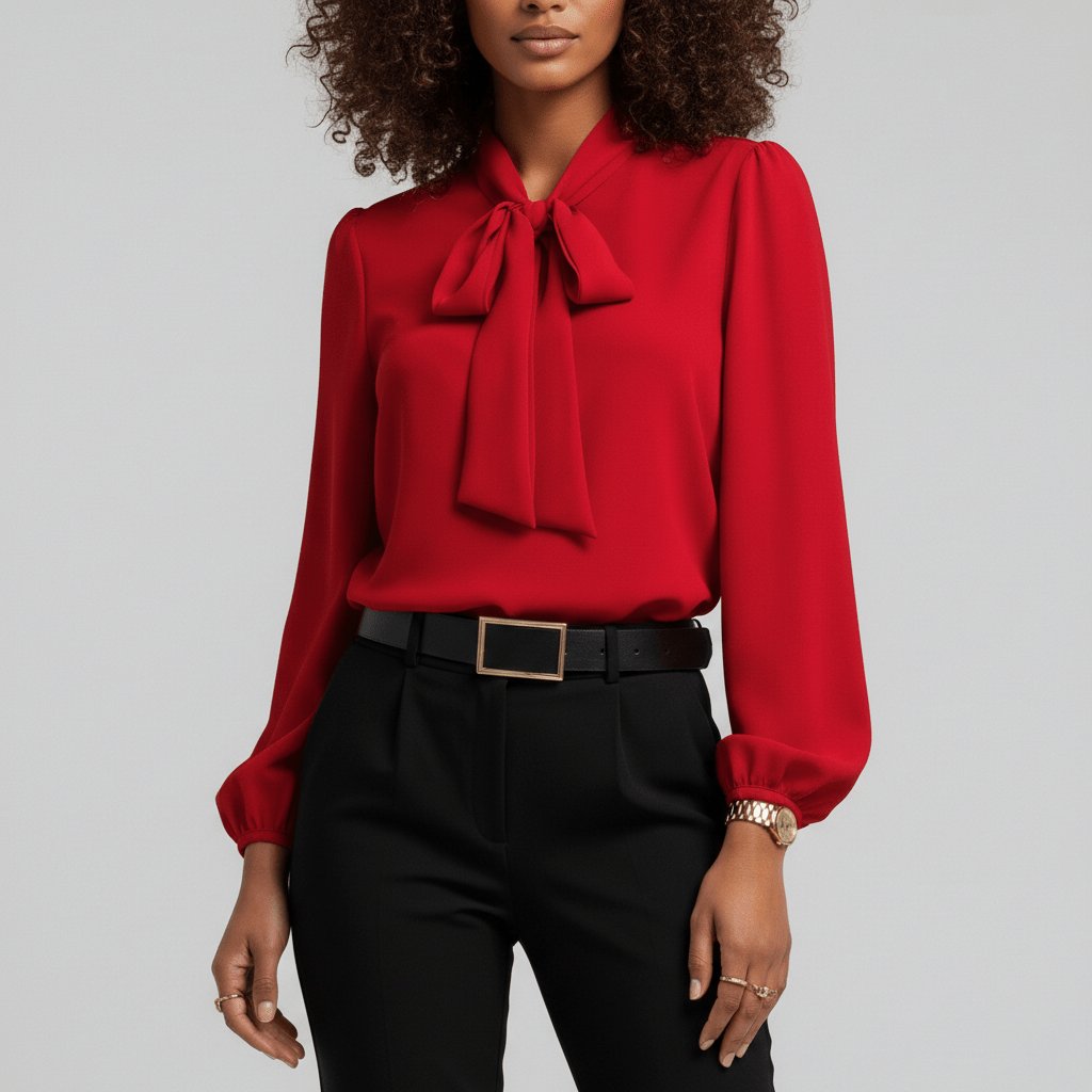 Aliza | Comfortable And Elegant Bow-Tie Long-Sleeve Blouse