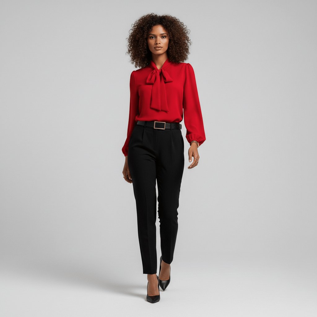 Aliza | Comfortable And Elegant Bow-Tie Long-Sleeve Blouse