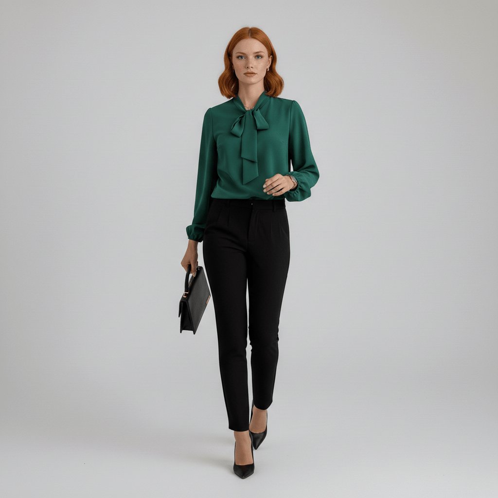 Aliza | Comfortable And Elegant Bow-Tie Long-Sleeve Blouse