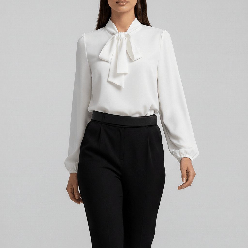 Aliza | Comfortable And Elegant Bow-Tie Long-Sleeve Blouse
