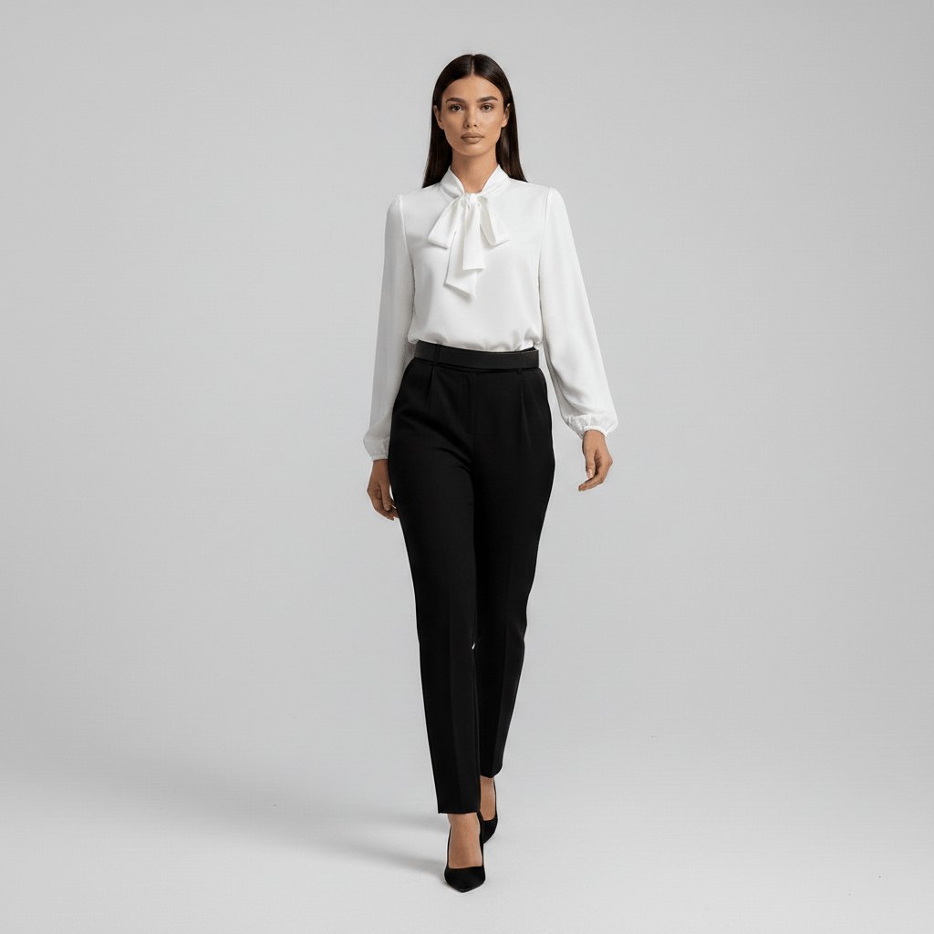 Aliza | Comfortable And Elegant Bow-Tie Long-Sleeve Blouse