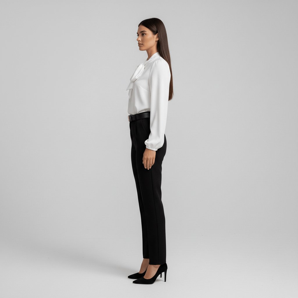Aliza | Comfortable And Elegant Bow-Tie Long-Sleeve Blouse