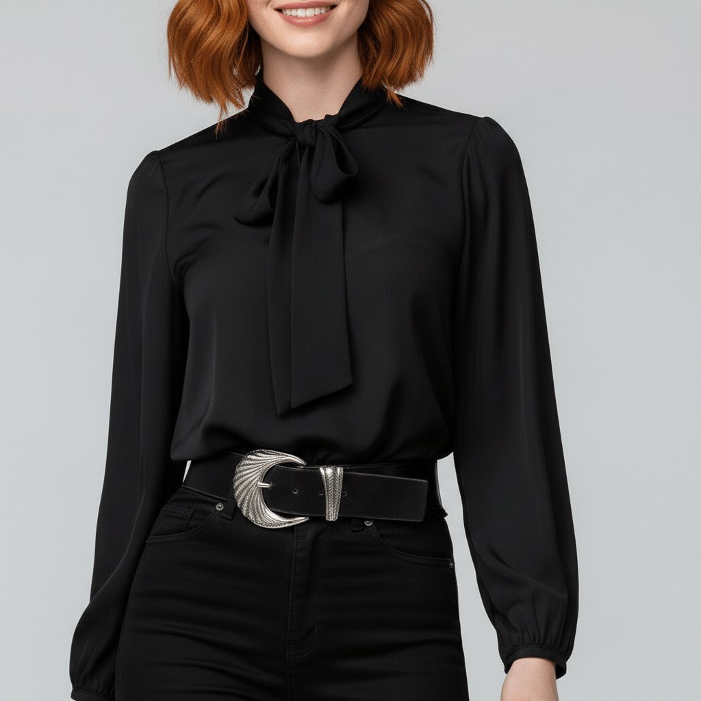 Aliza | Comfortable And Elegant Bow-Tie Long-Sleeve Blouse