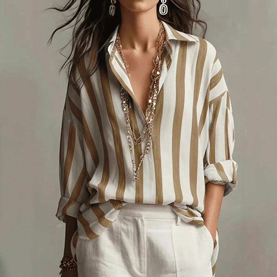 Kiana | Comfortable And Chic Vertical Striped Long Sleeve Blouse