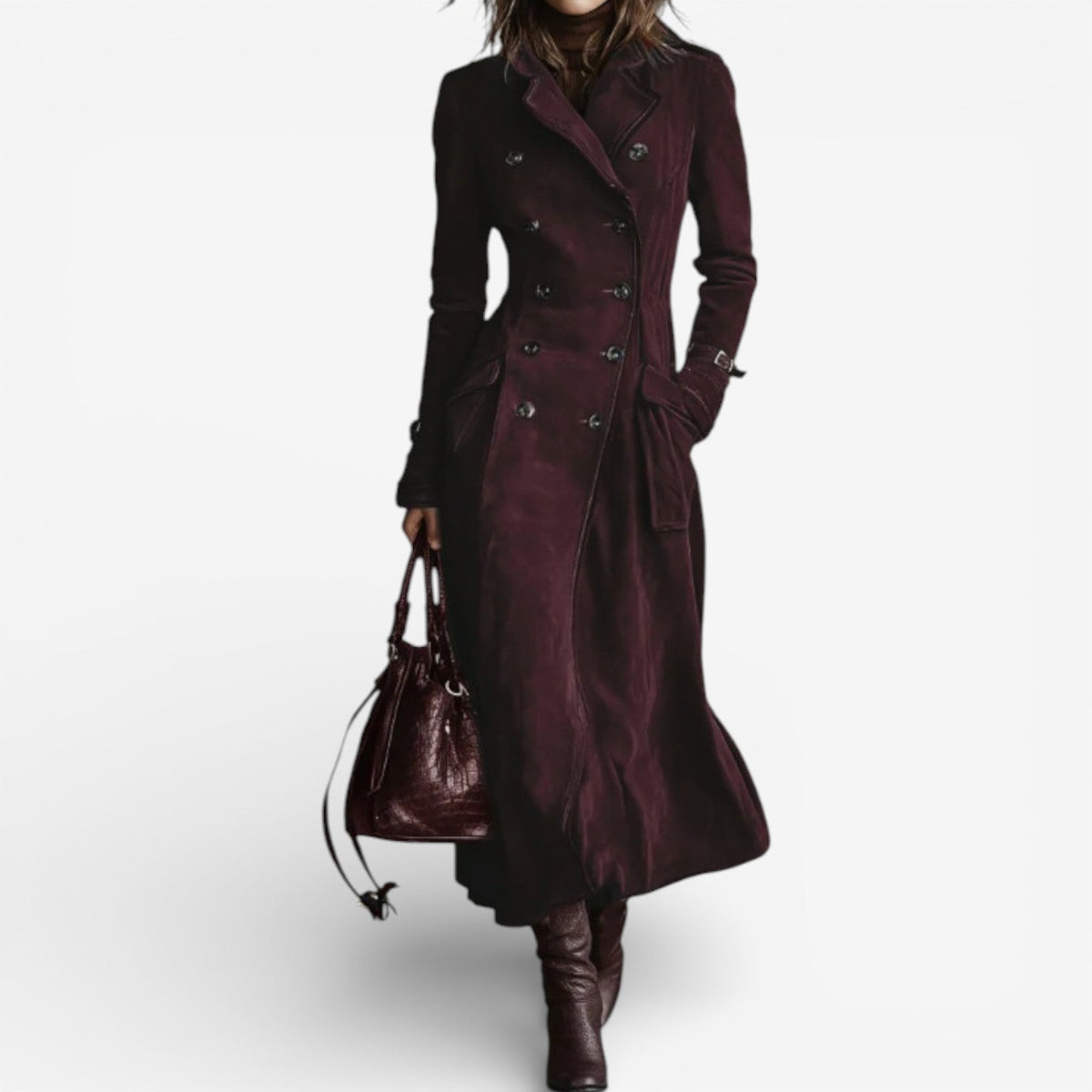 Women’s Double-Breasted Belted Longline Trench Coat