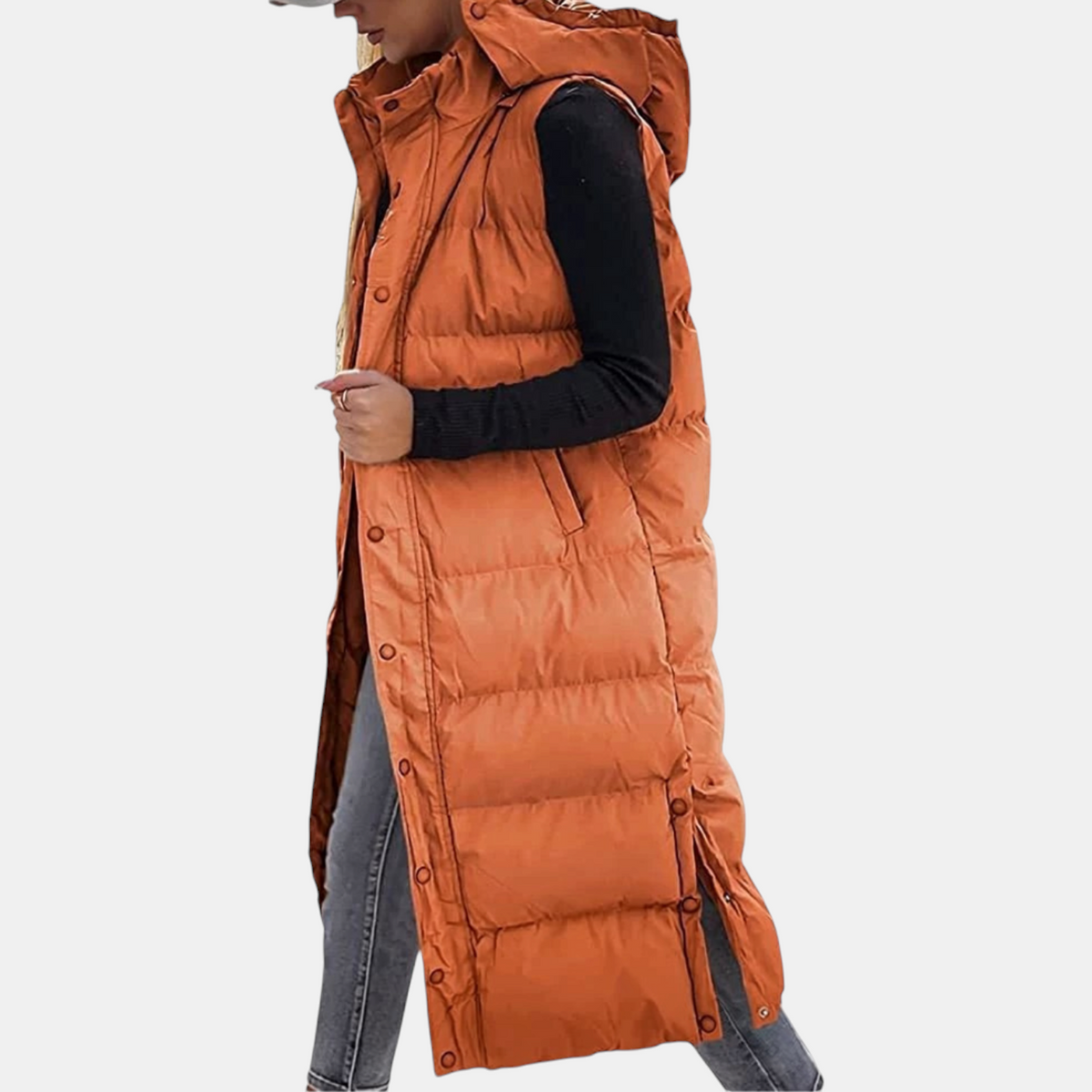 Women’s Quilted Hooded Longline Puffer Vest