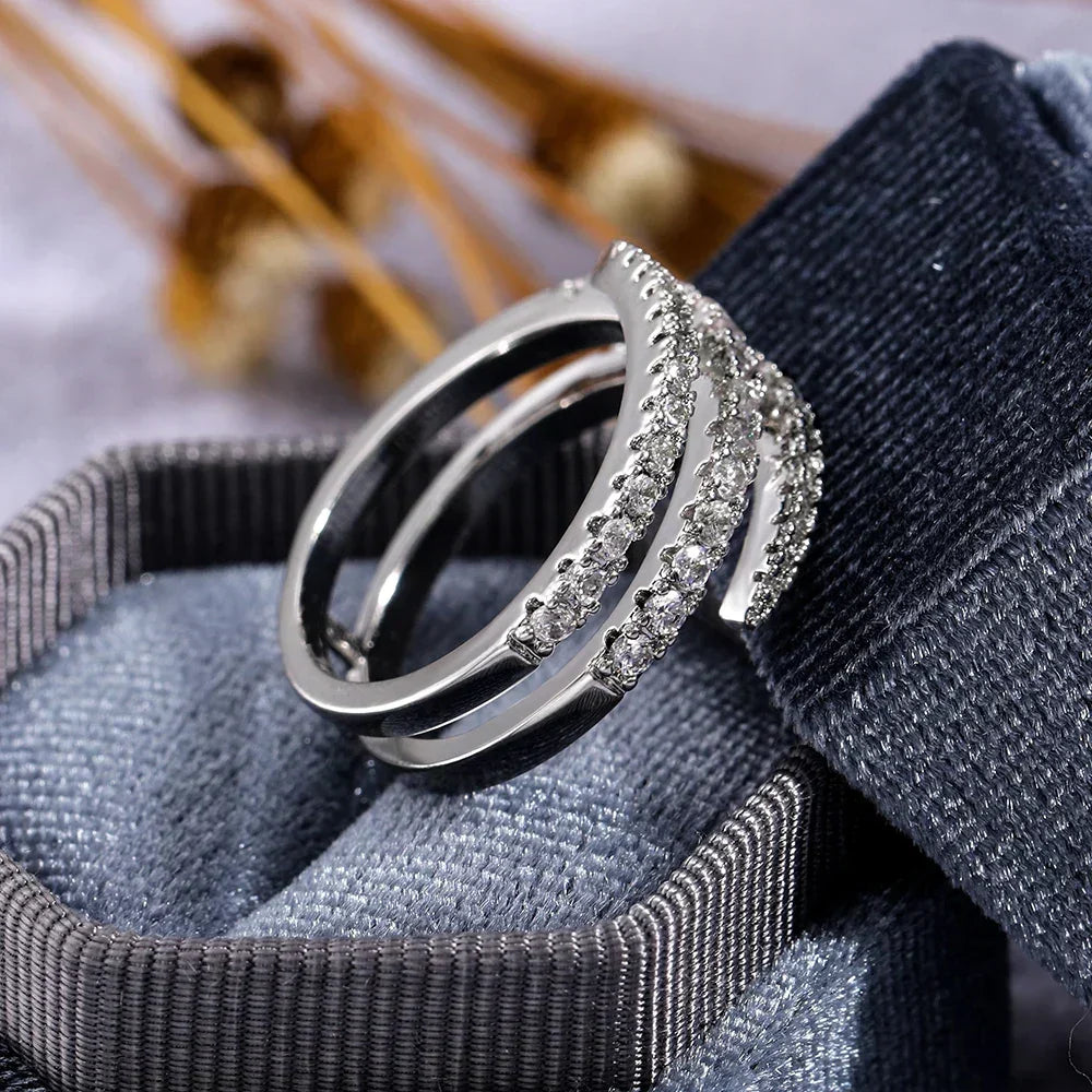 Stunning Three-Layer Crystal Ring