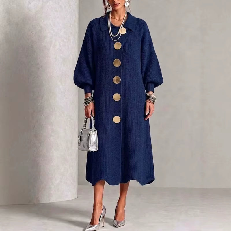 Women’s Elegant Button-Front Knit Dress