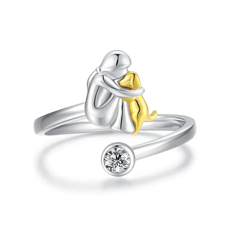 Silver Dog Wrap Ring