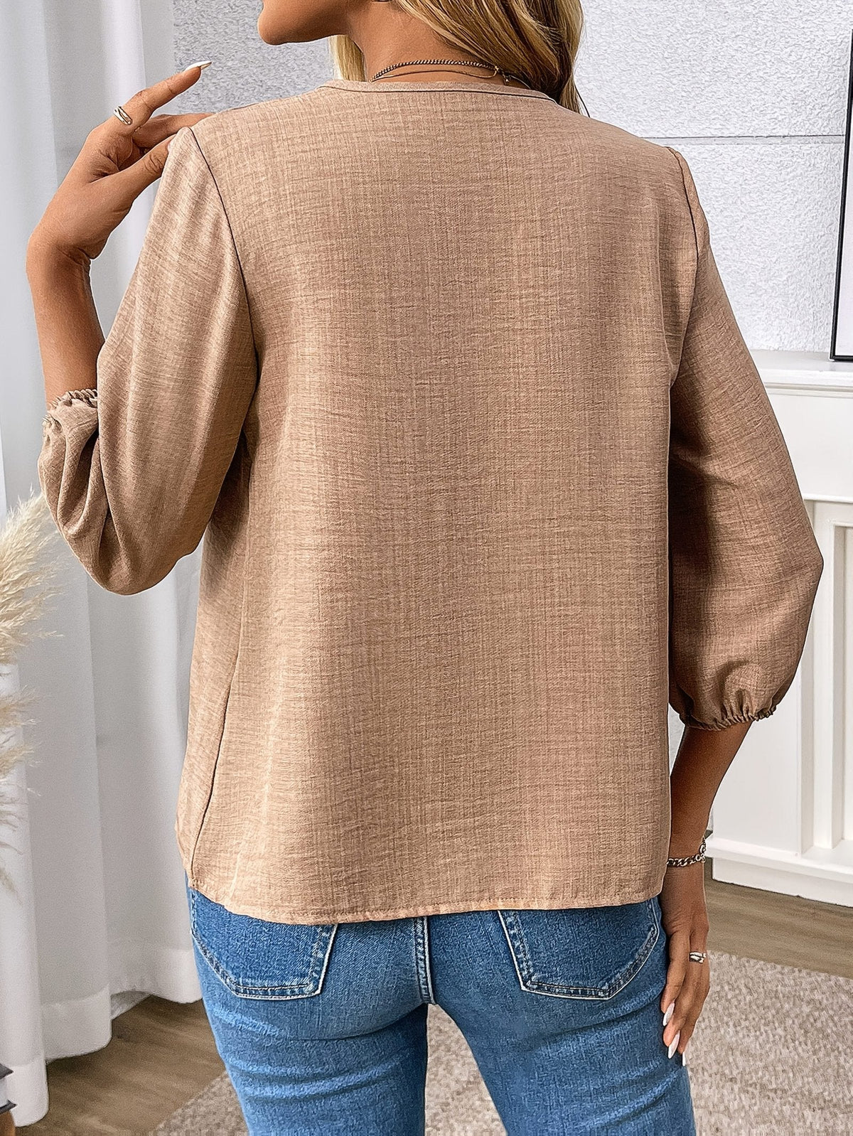 Livia | Zip-Front V-Neck Blouse
