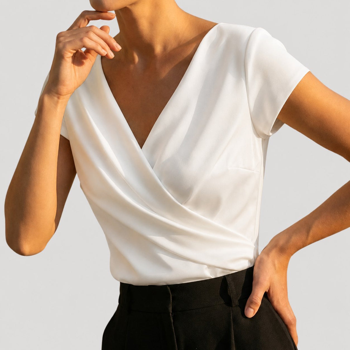 Adaline | Flattering V-Neck Style Wrap Blouse