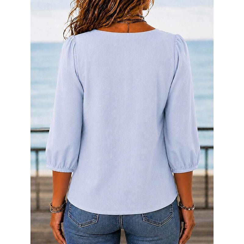 Elise | Lace-Trimmed Square Neck Blouse