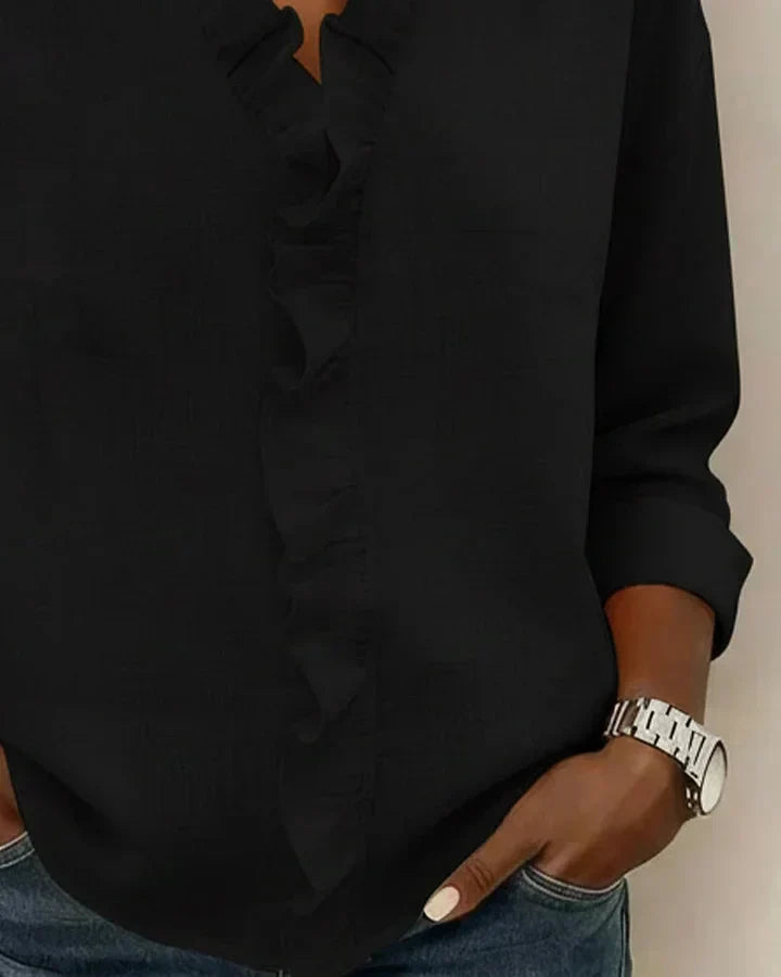 Amelie | Lightweight Ruffled V-Neck Blouse