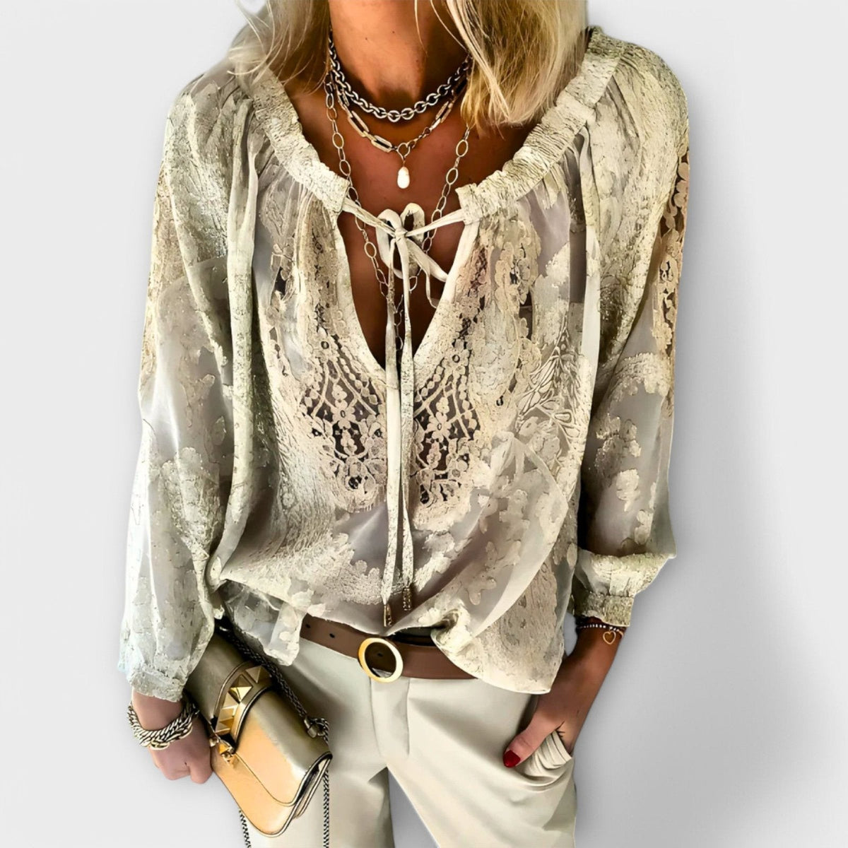 Milana | Elegant Tie-Neck Blouse