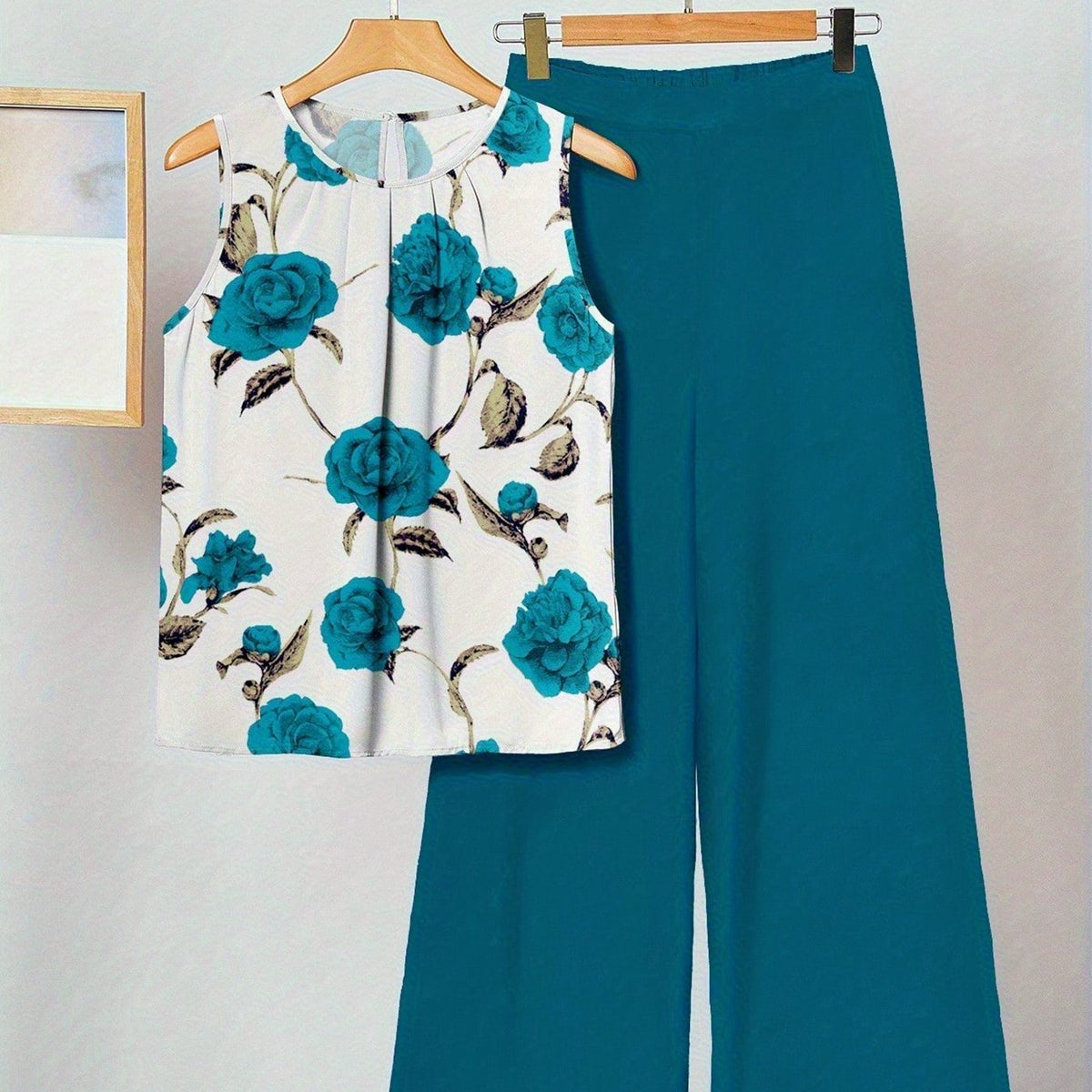 Alicia | Cyan Floral Two-Piece Set