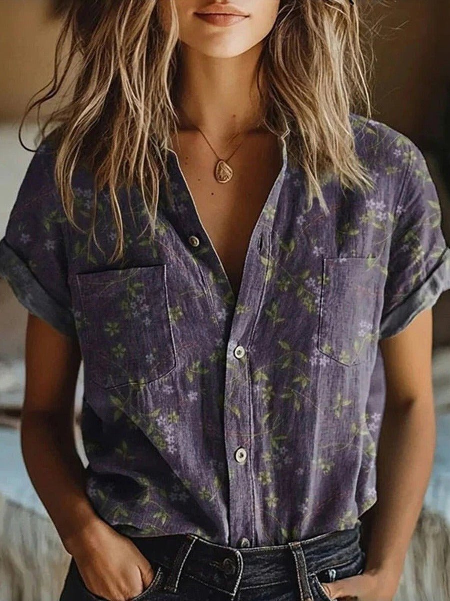 Miriam | Effortless Floral Printed Short Sleeve Blouse