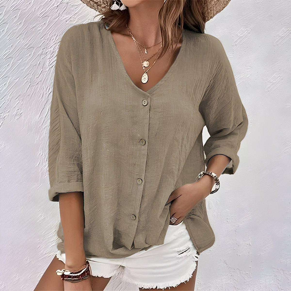 Everly | Casual Relaxed Button-Up Blouse