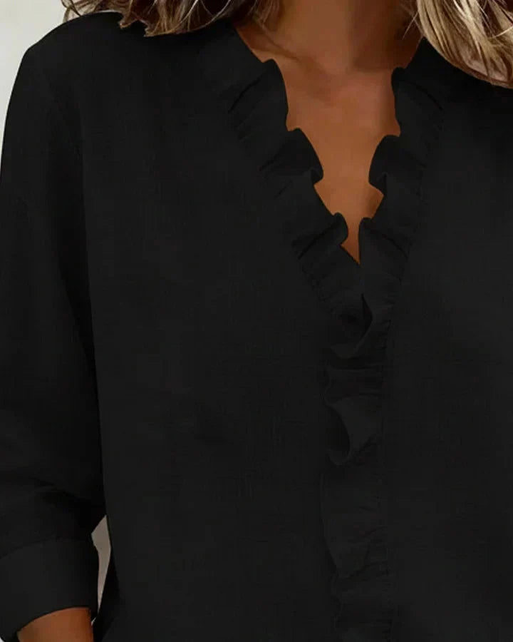 Amelie | Lightweight Ruffled V-Neck Blouse