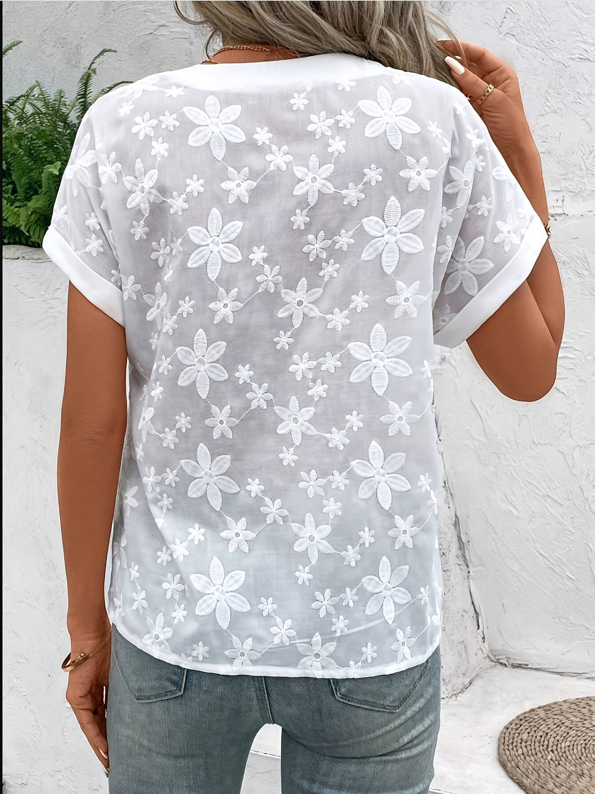Dahlia | Floral Embroidered V-Neck Blouse