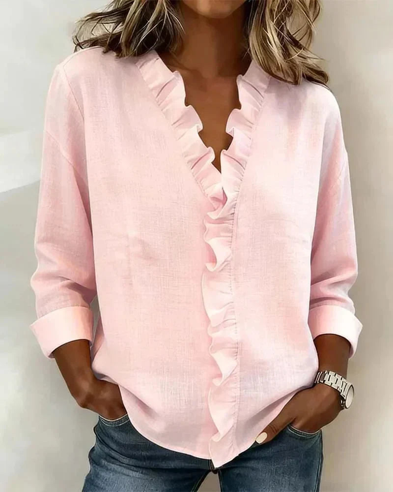 Amelie | Lightweight Ruffled V-Neck Blouse